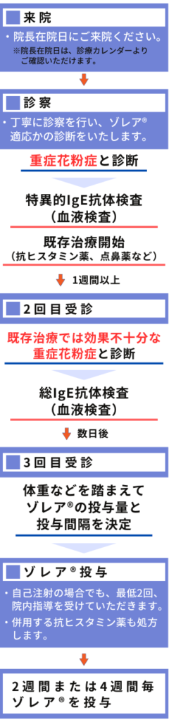 重症花粉症ゾレア®（オマリズマブ）治療スケジュール