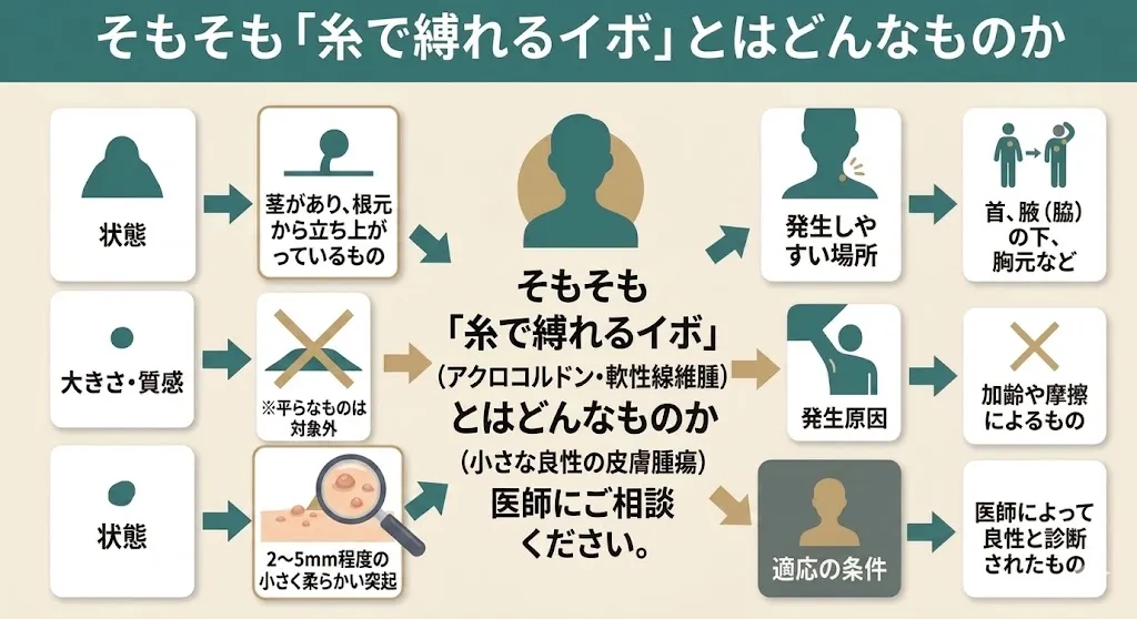 そもそも「糸で縛れるイボ」とはどんなものか
